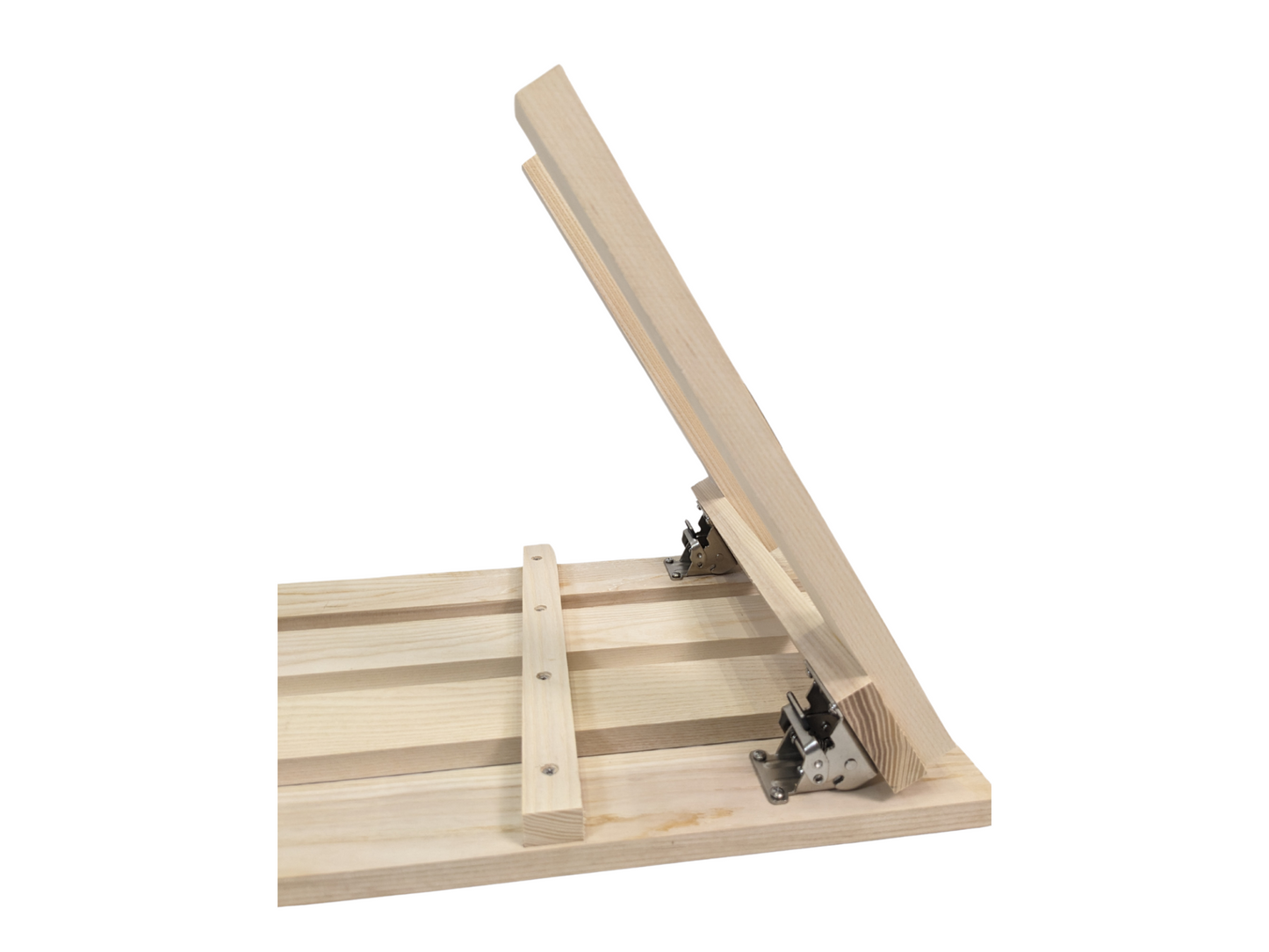 Folding the legs of a portable seating sauna bench that can fit into sauna tents and mobile saunas.