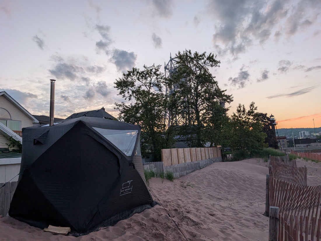 Wood portable sauna in Duluth, Minnesota. 