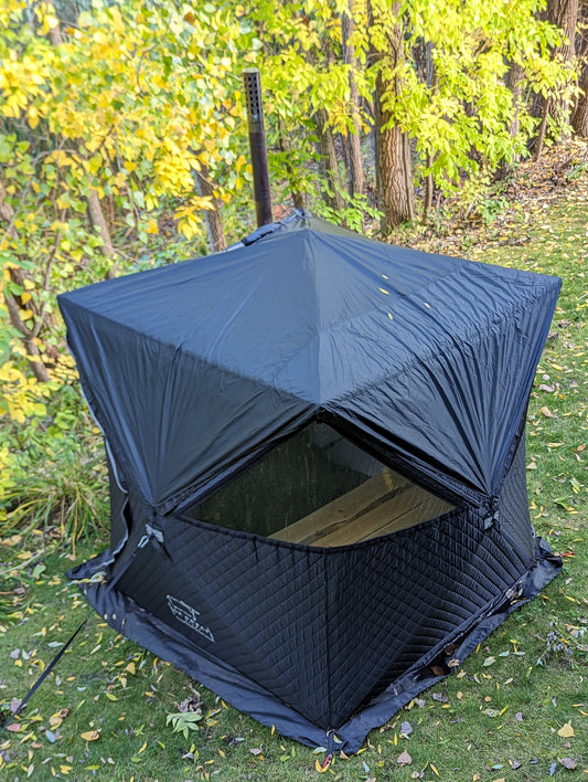 Rain cover for ice house, sauna tent or other pop up tent. 